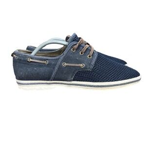 Aldo Shoes Navy Blue Mesh‎ Canvas Shoes Mens Size 10 Brown Laces Breathable